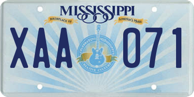 MS license plate XAA071