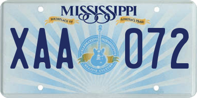 MS license plate XAA072