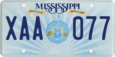MS license plate XAA077
