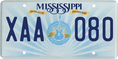 MS license plate XAA080