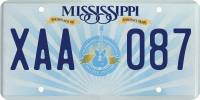 MS license plate XAA087