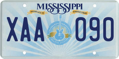 MS license plate XAA090