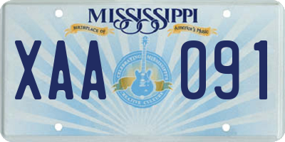 MS license plate XAA091