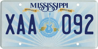 MS license plate XAA092