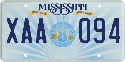 MS license plate XAA094