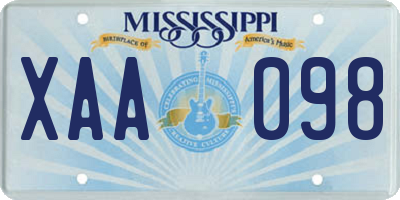 MS license plate XAA098