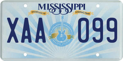 MS license plate XAA099
