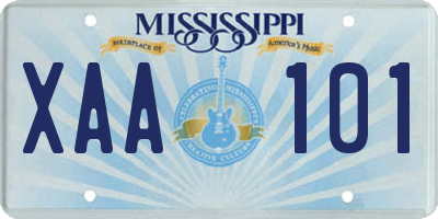 MS license plate XAA101