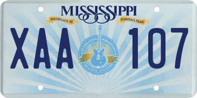 MS license plate XAA107