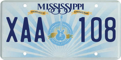 MS license plate XAA108