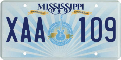 MS license plate XAA109