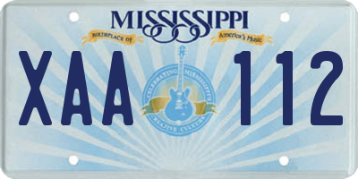 MS license plate XAA112