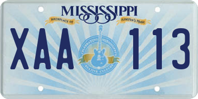 MS license plate XAA113
