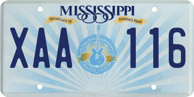 MS license plate XAA116