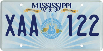 MS license plate XAA122