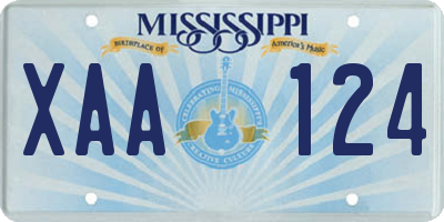 MS license plate XAA124