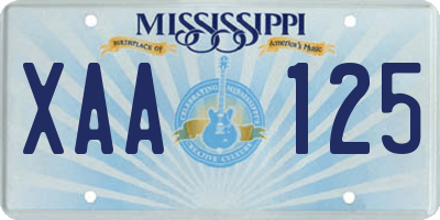 MS license plate XAA125