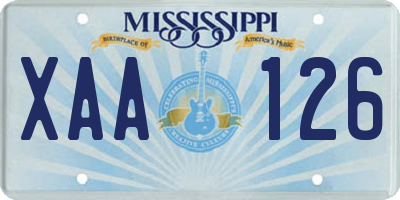 MS license plate XAA126