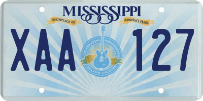 MS license plate XAA127