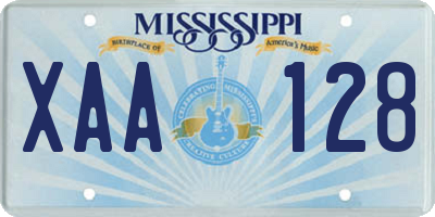 MS license plate XAA128