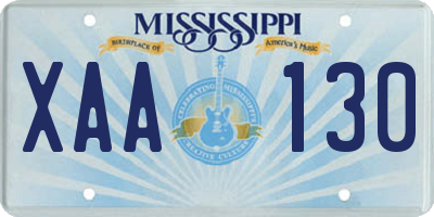 MS license plate XAA130