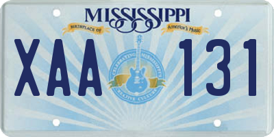 MS license plate XAA131