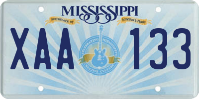 MS license plate XAA133