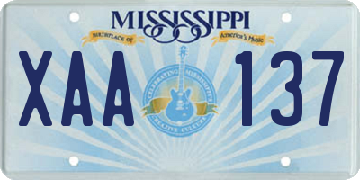 MS license plate XAA137