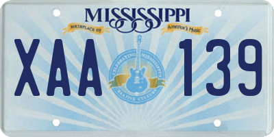 MS license plate XAA139