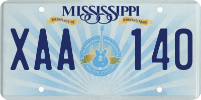 MS license plate XAA140