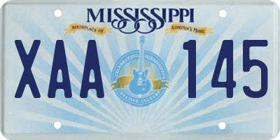 MS license plate XAA145