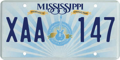 MS license plate XAA147