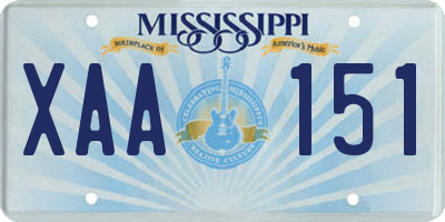 MS license plate XAA151