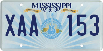 MS license plate XAA153