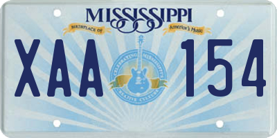 MS license plate XAA154