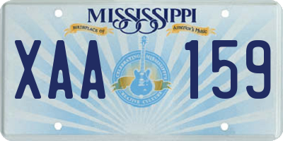 MS license plate XAA159