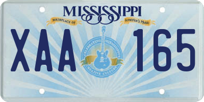 MS license plate XAA165