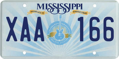 MS license plate XAA166