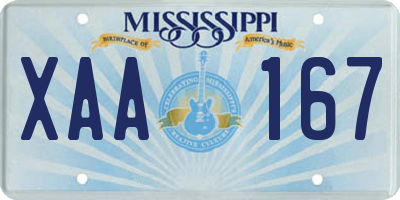 MS license plate XAA167