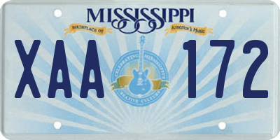 MS license plate XAA172
