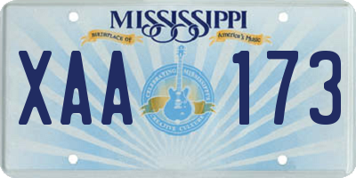 MS license plate XAA173