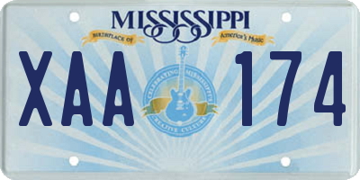 MS license plate XAA174