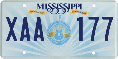 MS license plate XAA177