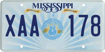 MS license plate XAA178