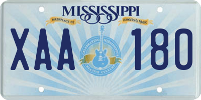 MS license plate XAA180