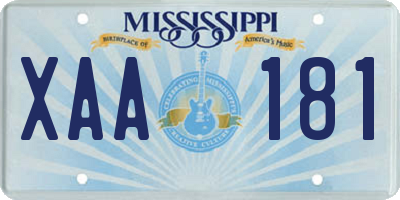 MS license plate XAA181