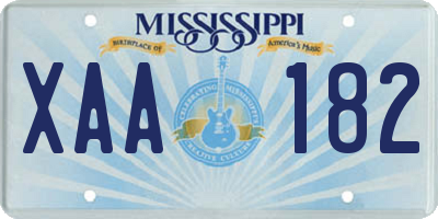 MS license plate XAA182