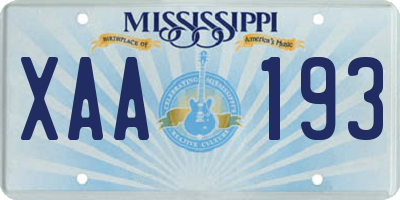 MS license plate XAA193