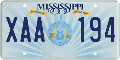 MS license plate XAA194