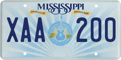 MS license plate XAA200